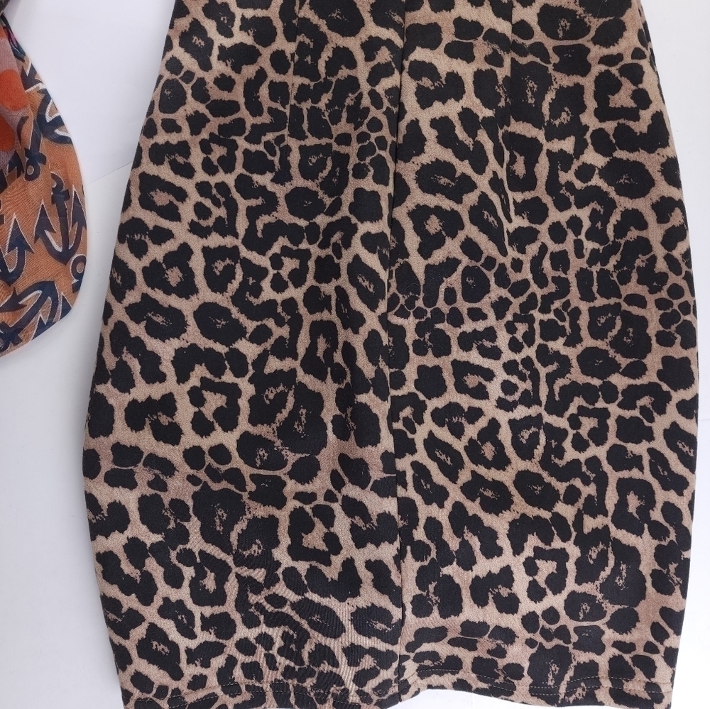 Zara Panther Print Rouged Front and Sleeve Dress Sz Xs - Picture 12 of 13